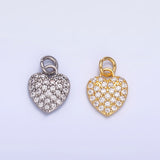 24K Gold Filled Micro Paved CZ Heart Charm in Gold & Silver | W831 - Wear with style