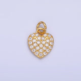 24K Gold Filled Micro Paved CZ Heart Charm in Gold & Silver | W831 - Wear with style