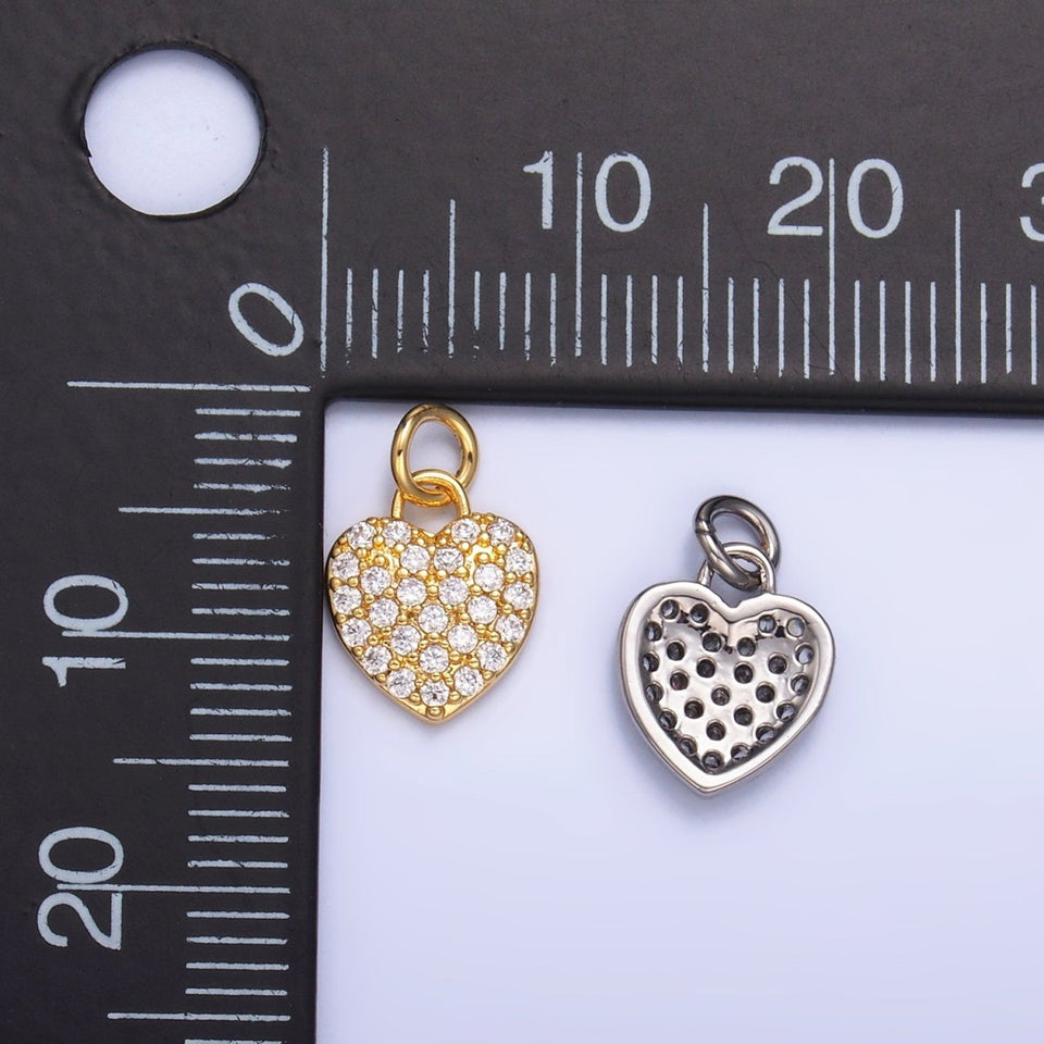 24K Gold Filled Micro Paved CZ Heart Charm in Gold & Silver | W831 - Wear with style