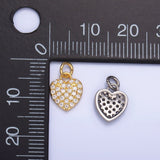 24K Gold Filled Micro Paved CZ Heart Charm in Gold & Silver | W831 - Wear with style