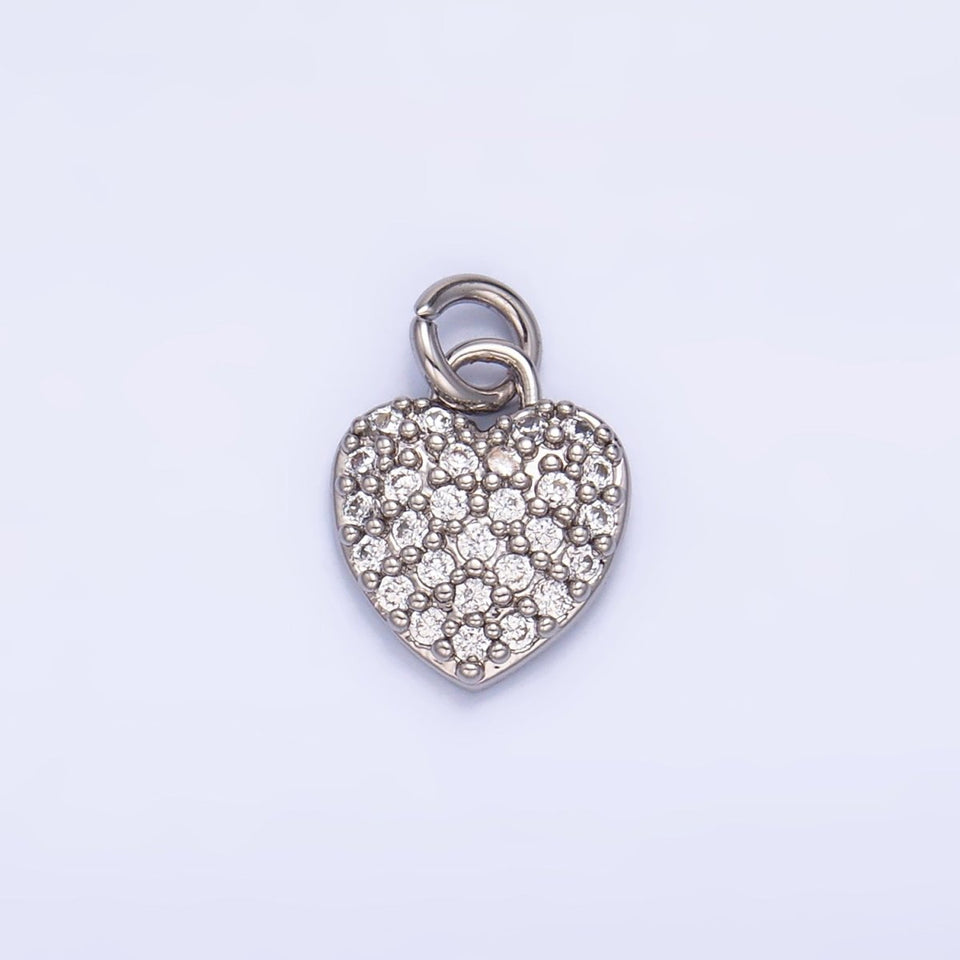 24K Gold Filled Micro Paved CZ Heart Charm in Gold & Silver | W831 - Wear with style