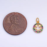 24K Gold Filled Multicolor Micro Paved CZ Smiley Face Charm in Gold & Silver | W867 - Wear with style