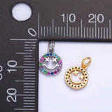 24K Gold Filled Multicolor Micro Paved CZ Smiley Face Charm in Gold & Silver | W867 - Wear with style