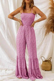 Smocked Printed : Wide Strap Jumpsuit