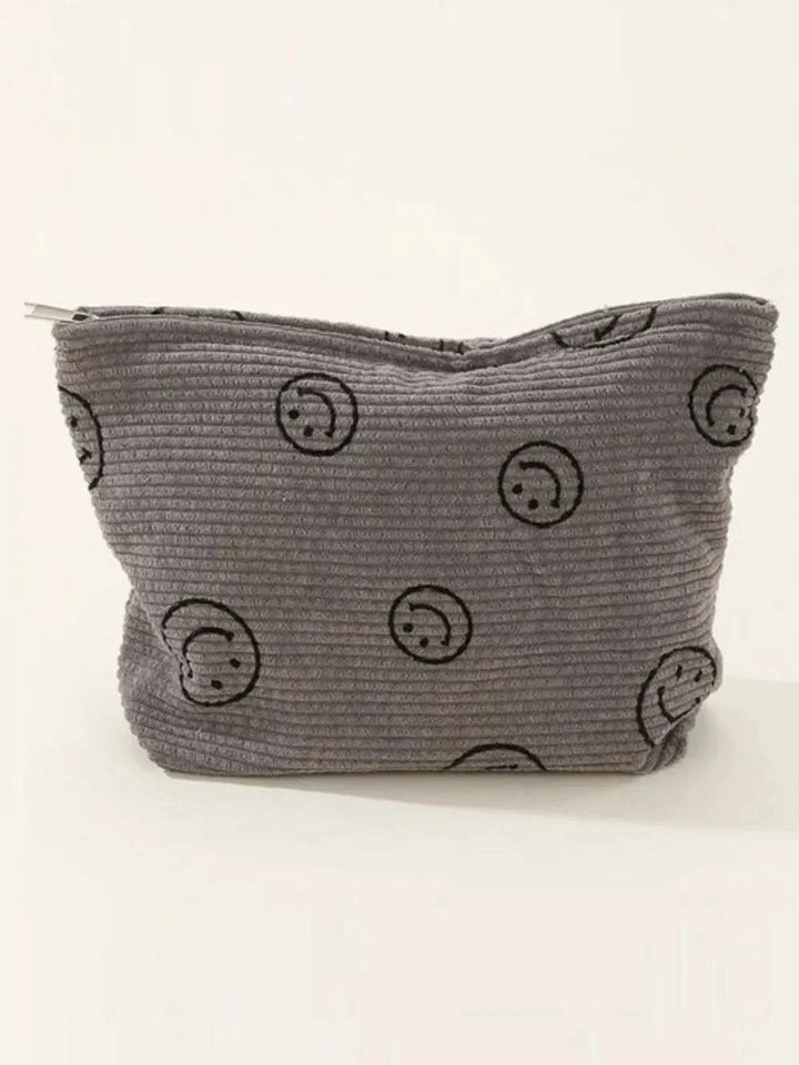 Zenana Corduroy Smile Clutch Bag With Pinstripe Print
