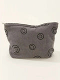 Zenana Corduroy Smile Clutch Bag With Pinstripe Print