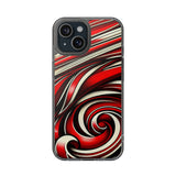 Red & White Swirl Abstract Clear Phone Case