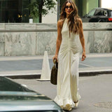 European & Egyptian Sleeveless Round Neck Pleated Dress