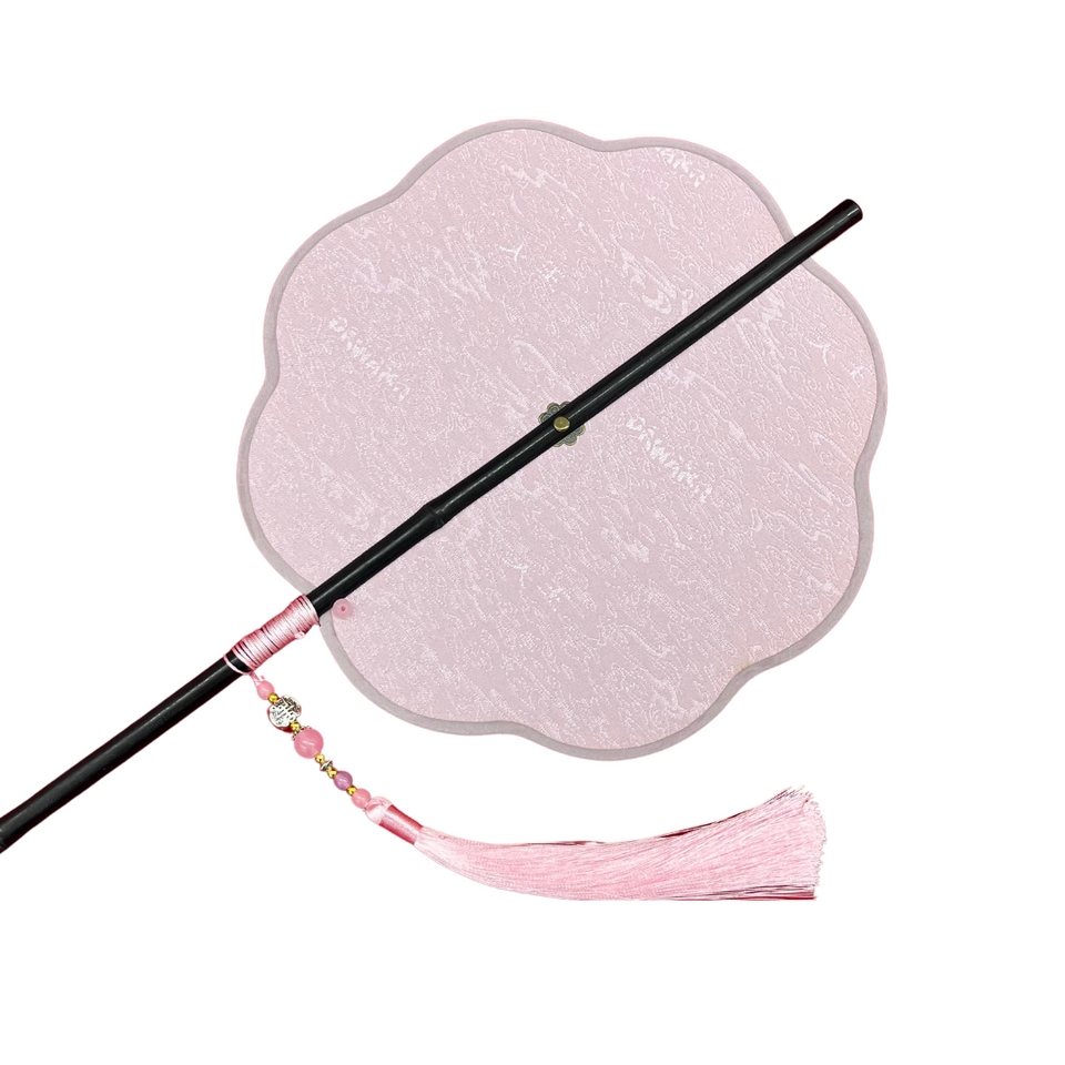 Huan Brocade Foldable Fan Pink