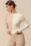 So Me Color Block Fitted Crop Sweater Top Women Casual Wear