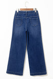 Sail Blue High Waist Wide Leg Jeans With Patch Pockets
