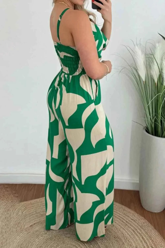 Two-Tone Spaghetti Strap : Wide Leg Jumpsuit