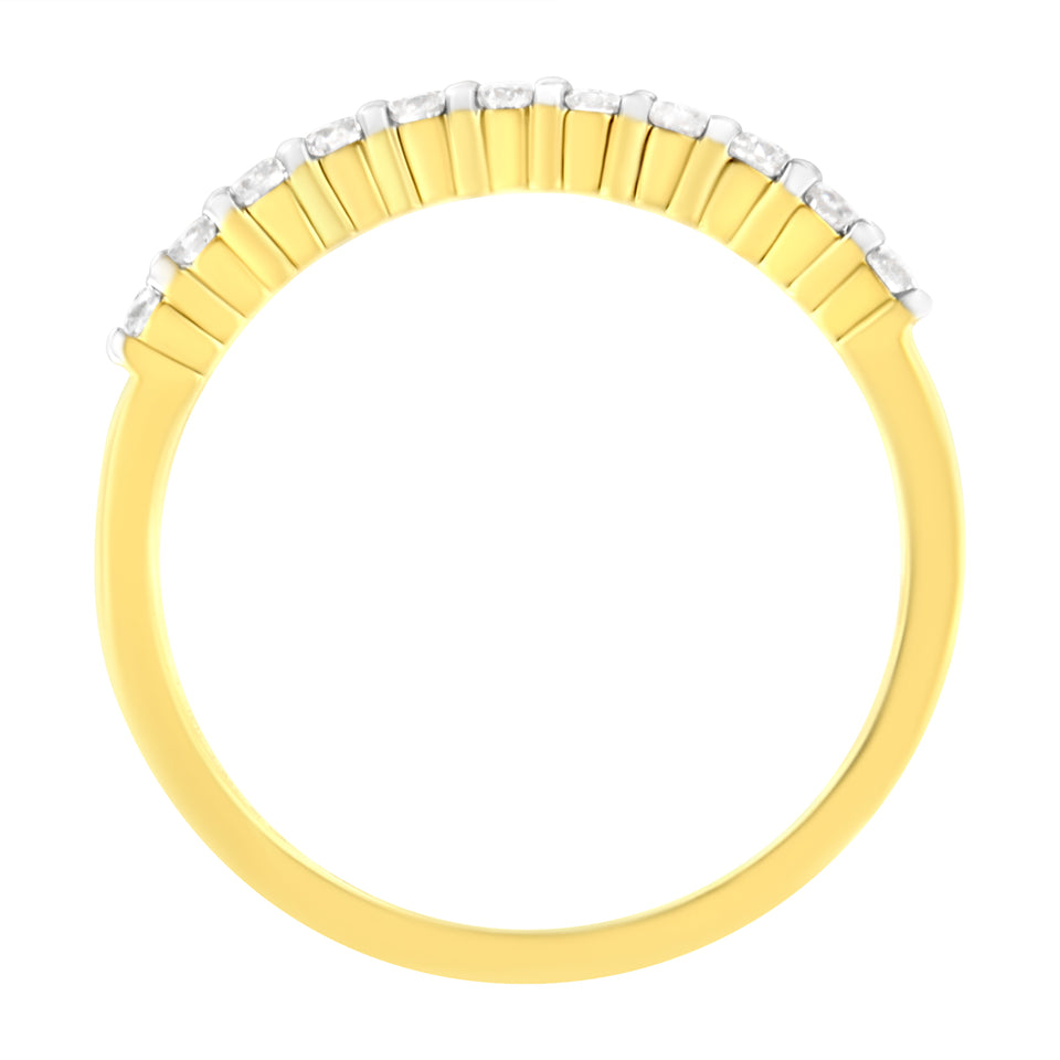 IGI Certified 1/4 Cttw Diamond 10K Yellow Gold Prong Set Fluted Band Style Ring (I-J Color, I2-I3 Clarity) - Size 7