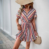 European Chic Euro Ruffle : Striped Dress