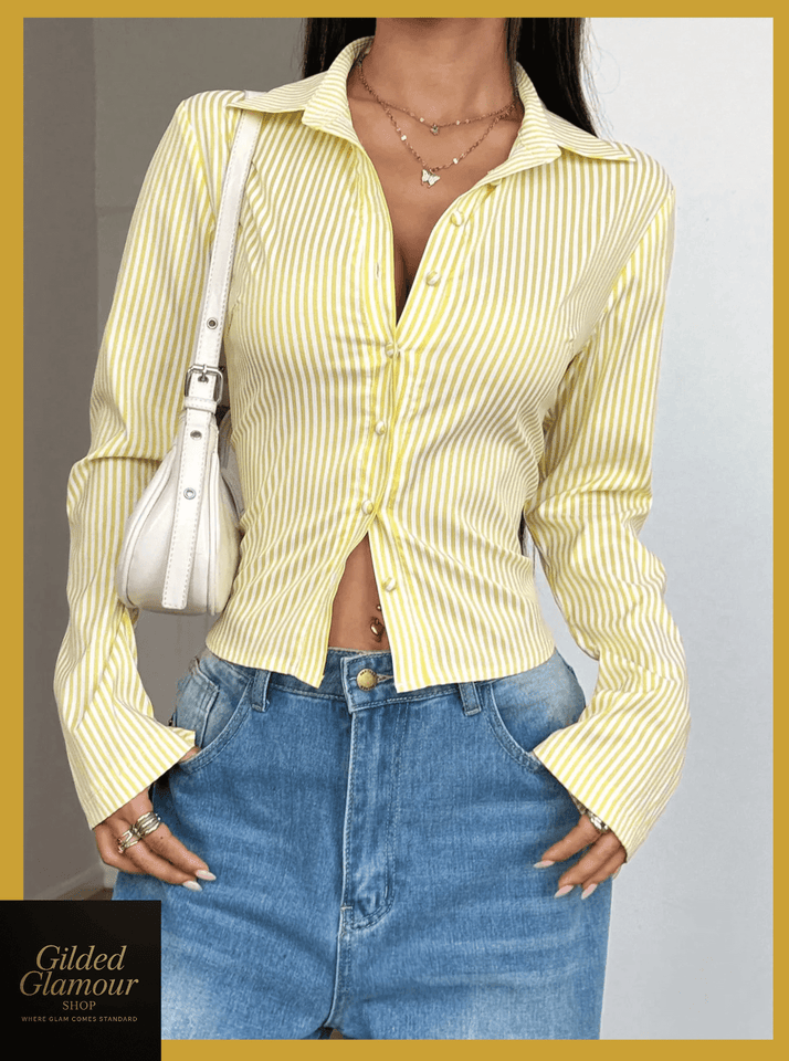 Striped Button Up Long Sleeve Shirt