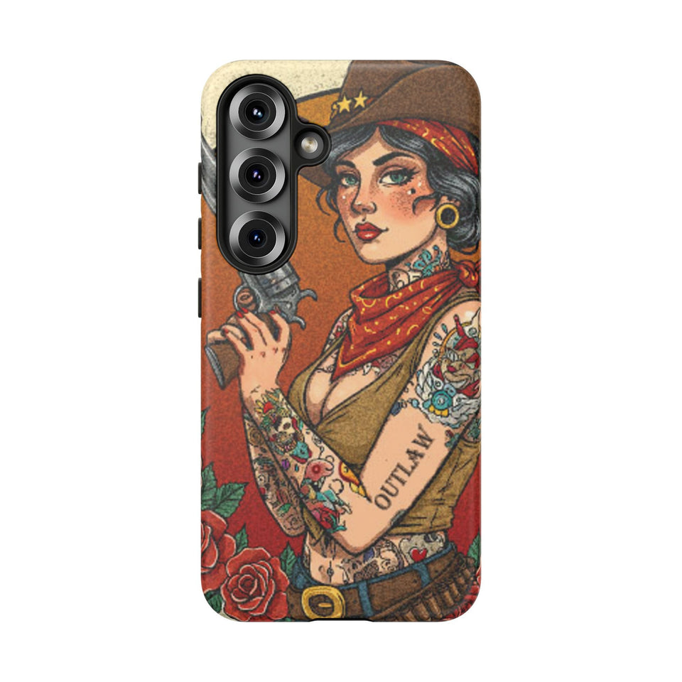Vintage Western Tough Phone Case with Outlaw Design