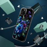 Vibrant Blue Floral Clear Phone Case