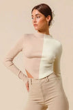 So Me Color Block Fitted Crop Sweater Top Women Casual Wear