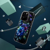 Vibrant Blue Floral Clear Phone Case
