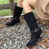 Stylish Point Toe Block : Heels Boots