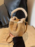 Fuzzy Trim Bucket : Crossbody Bag