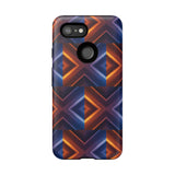 Stylish Tough Phone Case With Blue & Orange Abstract Design
