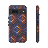 Stylish Tough Phone Case With Blue & Orange Abstract Design