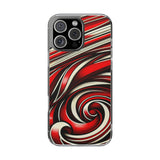 Red & White Swirl Abstract Clear Phone Case