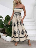 Smocked Printed : Wide Leg Jumpsuit