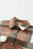 Gold Flame Grey Plaid Button Up Collared Flannel Shacket