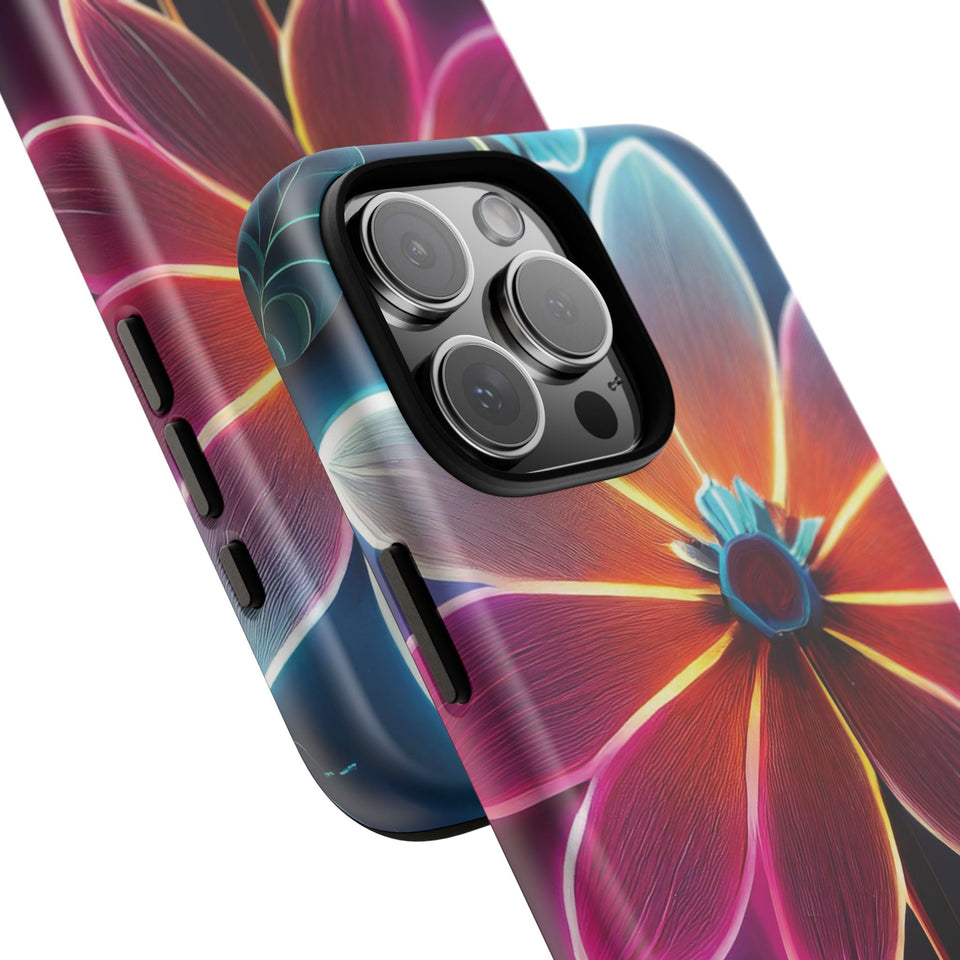 Vibrant Neon Flowers Tough Phone Case