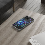 Vibrant Blue Floral Clear Phone Case