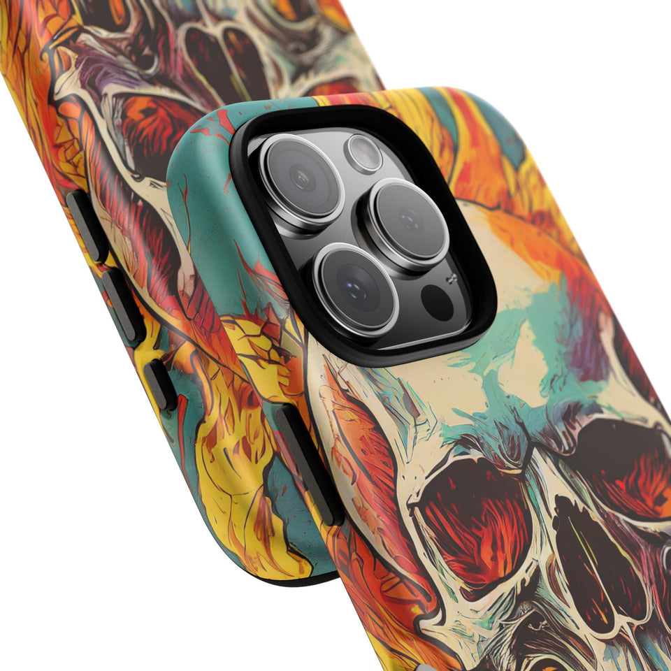 Flaming Skull Tough Phone Case