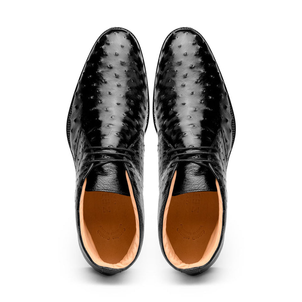 43-594-BLK MARCO Ostrich Quill Chukka Boot, Black