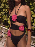 Flower Cutout Halter : Neck One-Piece Swimwear