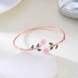 Rose Bypass Ring and Bracelet Jewelry Set
