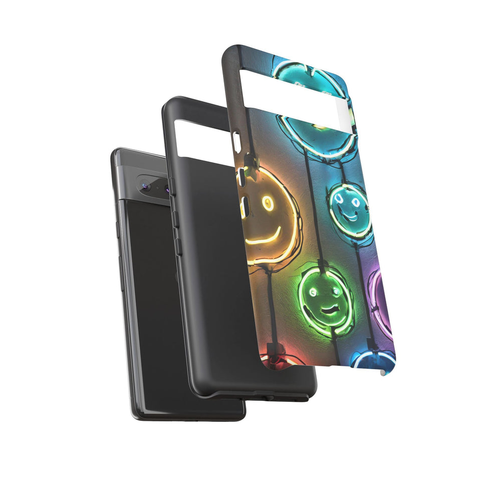 Colorful Neon Smiley Face Phone Case - Tough & Stylish Protection