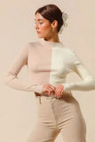 So Me Color Block Fitted Crop Sweater Top Women Casual Wear