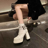 Elegant Round Toe Block : Heels Boots