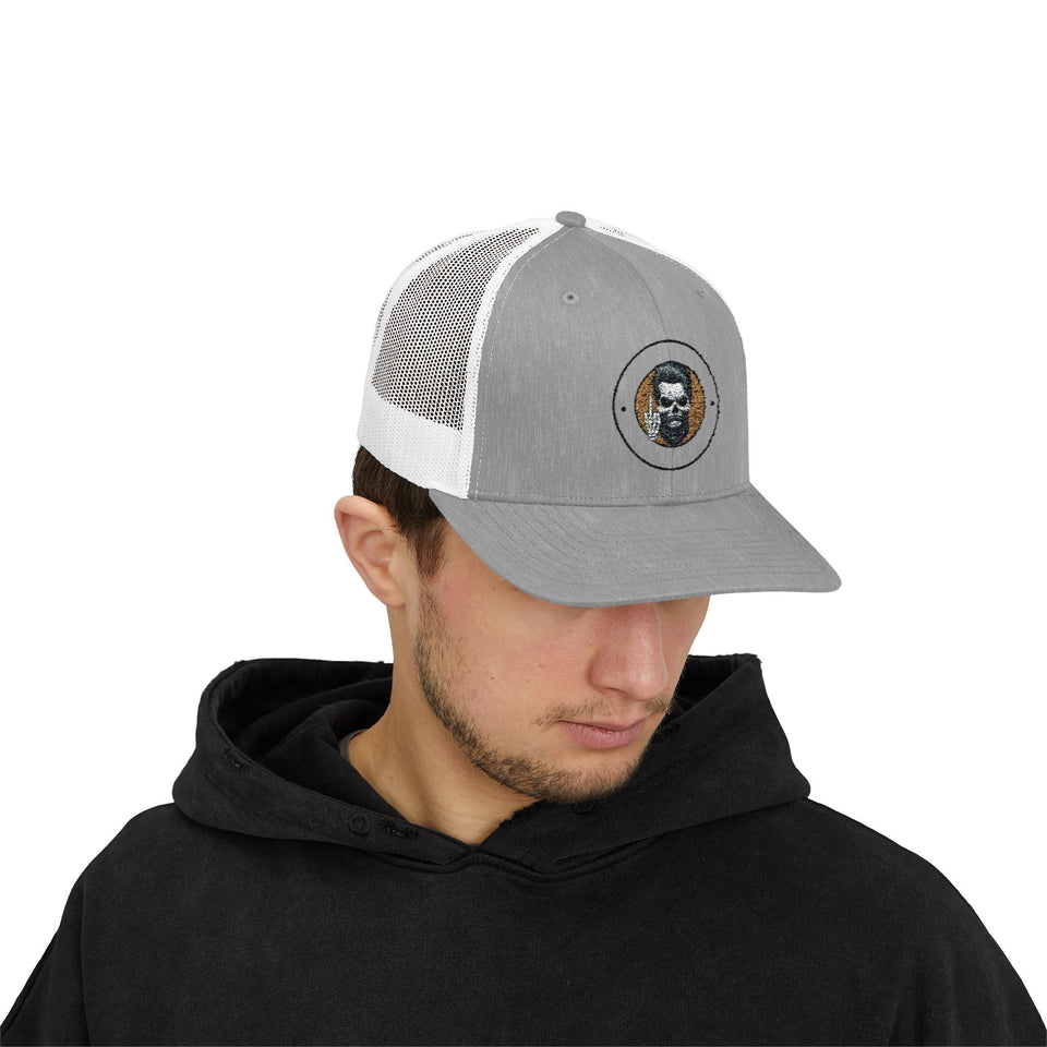 Skull Middle Finger Snapback Trucker Cap