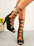 Elegant Lace-Up : High Heel Sandals