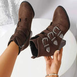 Trendy Ankle Boots : With Sliver Buttons