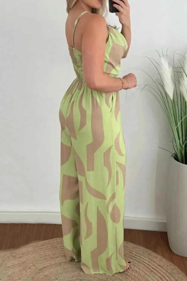 Two-Tone Spaghetti Strap : Wide Leg Jumpsuit