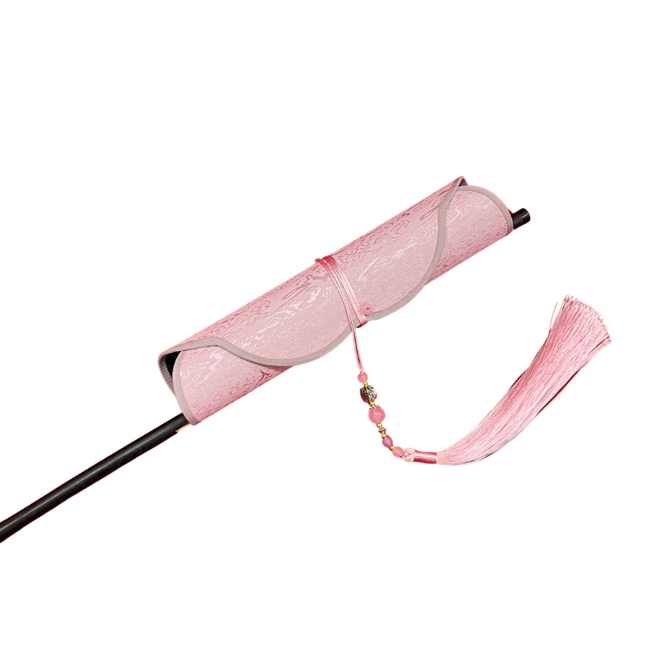 Huan Brocade Foldable Fan Pink