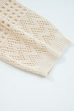 Smoke Gray Hollow Knit Cardigan With Eyelet Cutouts