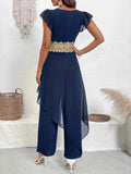 Stylish V-Neck Wide : Leg Jumpsuit