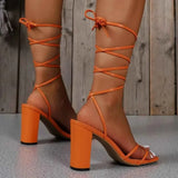 Stylish Lace-Up Block : Heel Sandals..