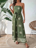 Stylish Printed Wide : Leg Tube Jumpsuit