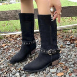 Stylish Point Toe Block : Heels Boots