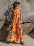 Wide Leg Jumpsuit - Tied Printed Tube